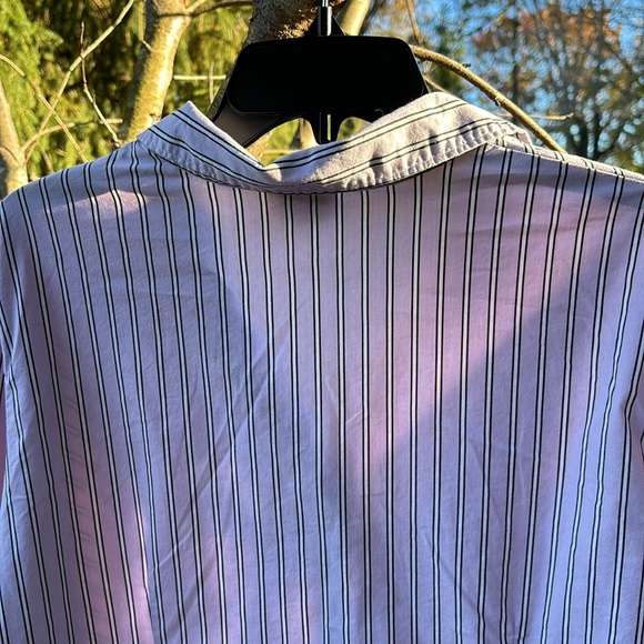 George Stretch Button Up Blouse Diagonal Purple Black White Stripes XL (16/18) - Picture 5 of 16